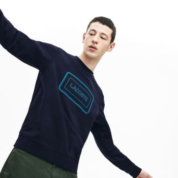 Lacoste Motion Regular Fit Crew Neck Cotton Sweatshirt - Mikiny Pánské Tmavě Blankyt Blankyt | CZ-4T